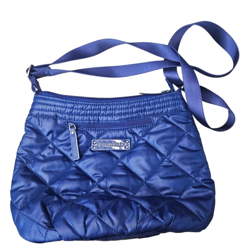 Vera Bradley Puffy Quilted Crossbody Navy Blue Bag Water Resistant Retro